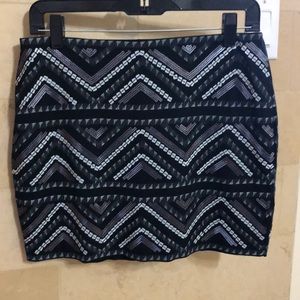 Black/Silver Sequin Skirt - Express